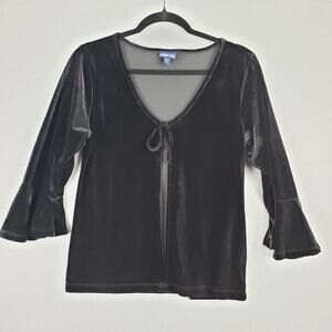 Vintage Limited Too Girls Size XXL Bell Sleeve Velvet Layering Cardi Black Cyber